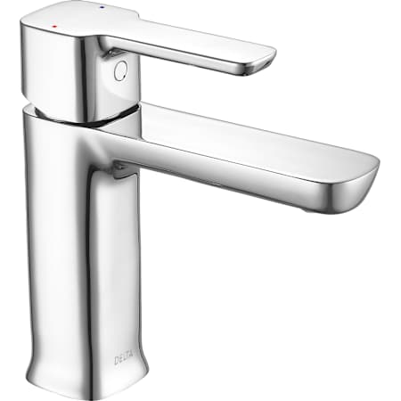 Delta Modern 1 GPM Single Hole Bathroom Faucet with Push Pop-Up Drain Assembly Chrome
