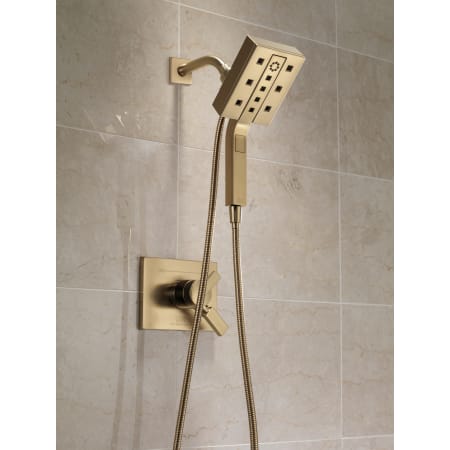 Delta-58470-Installed Shower Head and Handshower in Champagne Bronze