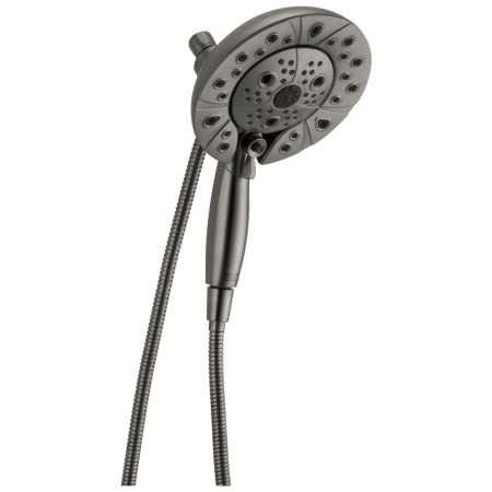 Delta Universal Showering Round 1.75 GPM Multi Function 2-in1 In2ition Shower Head and Hand Shower with Touch Clean, H2Okinetic and MagnaTite Technology Black Stainless