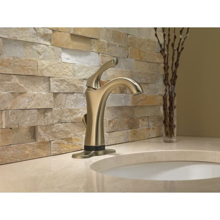 Delta-592T-DST-Installed Faucet with Escutcheon Plate in Champagne Bronze