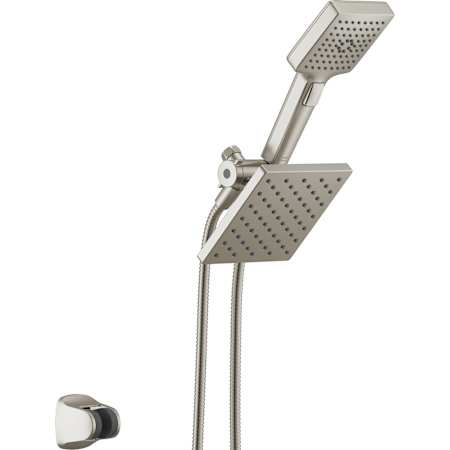 Delta Universal Showering 1.75 GPM Square Multi Function Handshower and Shower Head with Integrated Diverter Brilliance Stainless