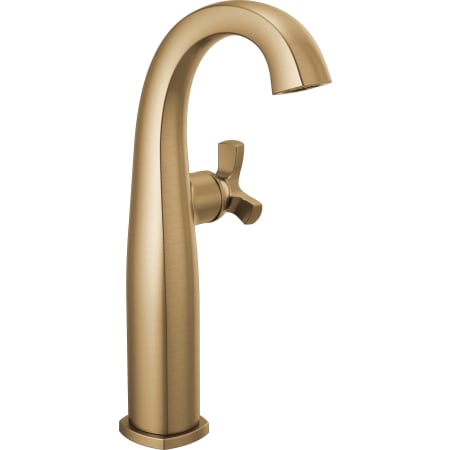 Delta Stryke 1.2 GPM Vessel Single Hole Bathroom Faucet with Helo Style Handle, Arc Spout, and Diamond Seal Ceramic Disc Cartridges Lumicoat Champagne Bronze