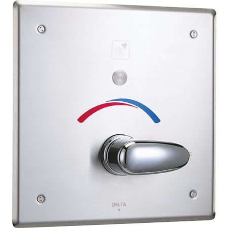 Delta Push Button Hardwire Metering Electronic Shower System with 10" Control Box and Pressure Balancing Mixing Valve Less Shower Outlet Supply from the Commercial Series Chrome