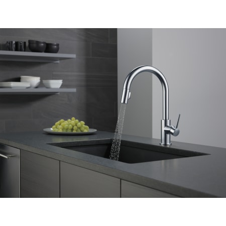 Delta-9159-DST-Running Faucet in Spray Mode in Arctic Stainless