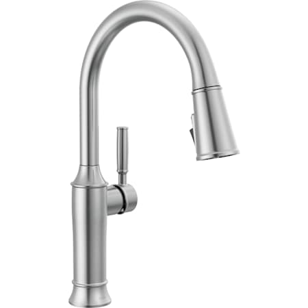Delta Renaldi 1.8 GPM Single Hole Pull Down Kitchen Faucet with Magnetic Docking Spray Head Lumicoat Arctic Stainless