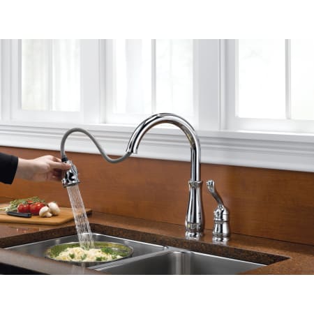 Delta-978-WE-DST-Installed Faucet in Use in Chrome