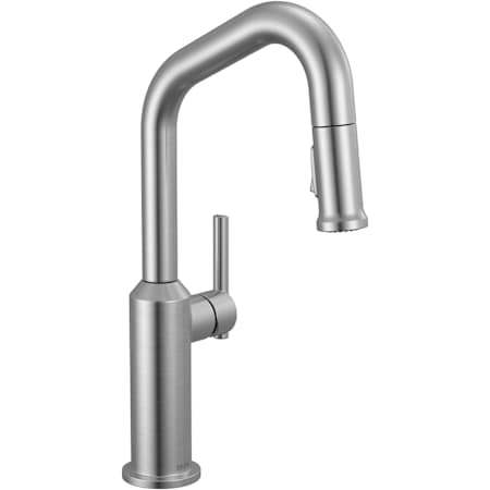 Delta Cordova 1.8 GPM Single Hole Pull Down Bar Faucet with Angled Spout Lumicoat Arctic Stainless