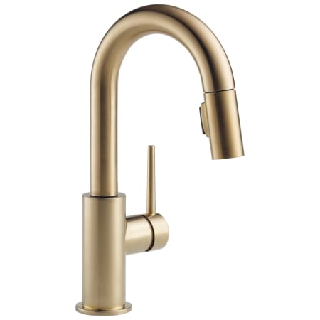 Delta Trinsic 1.8 GPM Single Hole Pull Down Bar/Prep Faucet with Magnetic Docking Spray Head and Limited Swivel Champagne Bronze