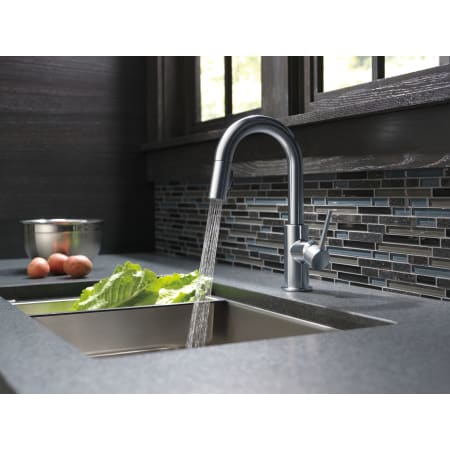 Delta-9959-DST-Running Faucet in Spray Mode in Arctic Stainless