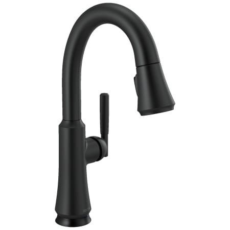 Delta Coranto 1.8 GPM Single Hole Pull Down Bar Faucet with Touch2O On/Off Touch Activation and Magnetic Docking Spray Head Matte Black