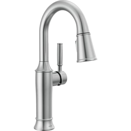 Delta Renaldi 1.8 GPM Single Hole Pull-Down Bar/Prep Faucet with Magnetic Docking Spray Head Lumicoat Arctic Stainless