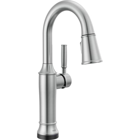 Delta Renaldi 1.8 GPM Single Hole Pull Down Touchless Bar Faucet with Touch2O Touch-Clean and MagnaTite Docking Lumicoat Arctic Stainless