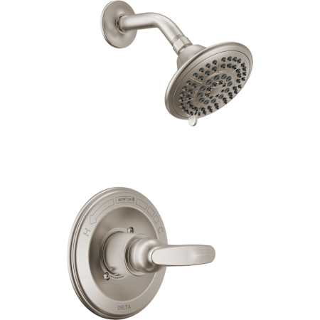 Delta Foundations Cartridge Shower System with Shower Head, Shower Arm, and Valve Trim - Less Rough In Brilliance Stainless