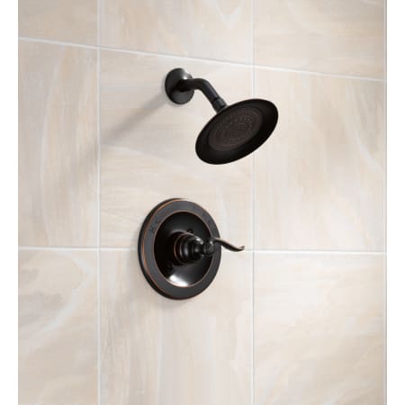 Delta-BT14296-Installed Shower Head in Venetian Bronze