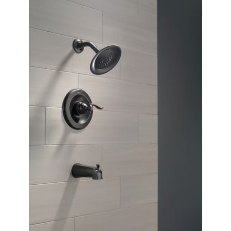 Delta-BT14496-Installed Shower Head and Tub Spout in Venetian Bronze