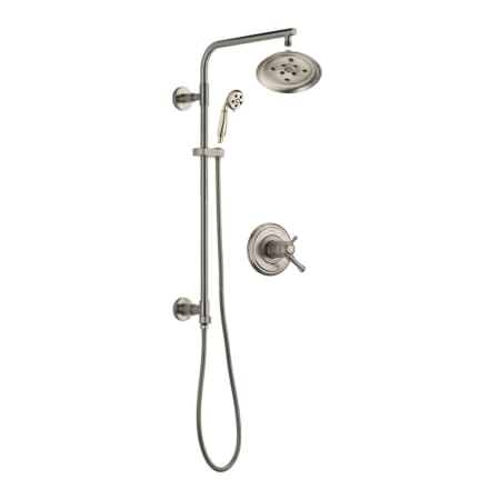 Delta Cassidy Thermostatic Shower System with Shower Head, Hand Shower, Slide Bar, Hose, and Valve Trim Brilliance Stainless