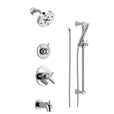 Delta Monitor 17 Series Pressure Balanced Tub and Shower System with Volume Control, Shower Head, Hand Shower, and Slide Bar - Includes Rough-In Valves Chrome
