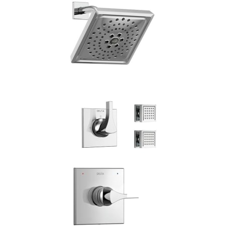 Delta Monitor 14 Series Single Function Pressure Balanced Shower System with Shower Head and 2 Body Sprays - Includes Rough-In Valves Chrome