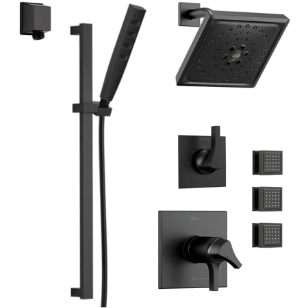 Delta TempAssure 17T Series Thermostatic Shower System with Integrated Volume Control, Shower Head, 3 Body Sprays and Hand Shower - Includes Rough-In Valves Matte Black