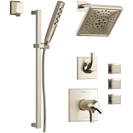 Delta TempAssure 17T Series Thermostatic Shower System with Integrated Volume Control, Shower Head, 3 Body Sprays and Hand Shower - Includes Rough-In Valves Brilliance Polished Nickel