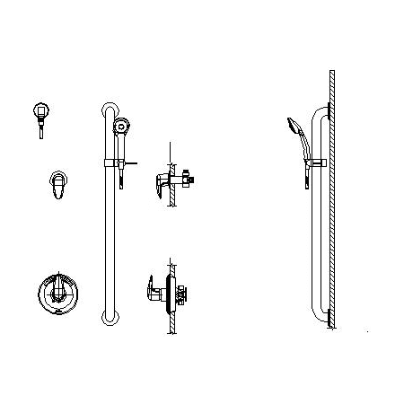 Delta Commercial Pressure Balanced Shower Trim with Handshower, Slide Bar, and Diverter - Less Rough-In Valve Chrome