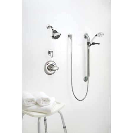 Delta-T13H322-Installed Shower Trim in Chrome and White