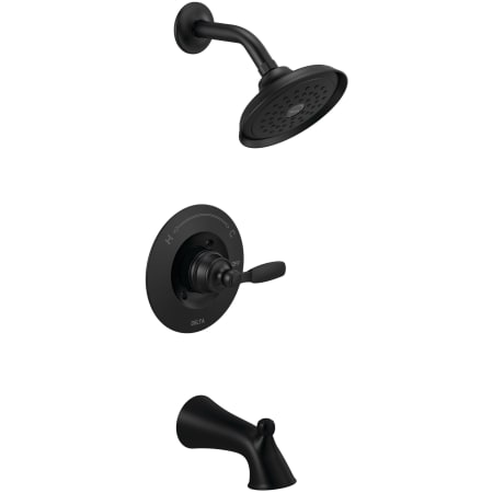Delta Woodhurst Tub and Shower Trim Package with 1.75 GPM Single Function Shower Head Matte Black