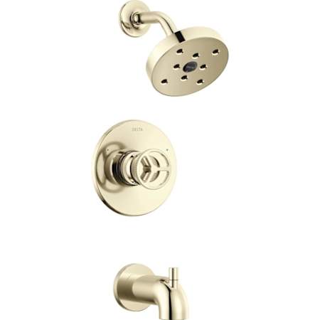 Delta Trinsic Monitor 14 Series Tub and Shower Trim Package with 1.75 Single Function Shower Head and H2Okinetic Technology Brilliance Polished Nickel