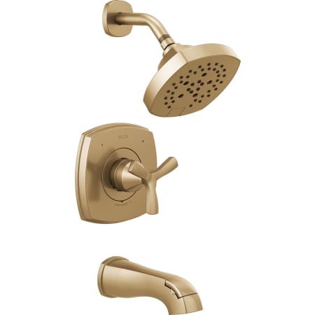 Delta Stryke Monitor 14 Series Single Function Pressure Balanced Tub and Shower with Cross Handle - Less Rough-In Valve Lumicoat Champagne Bronze