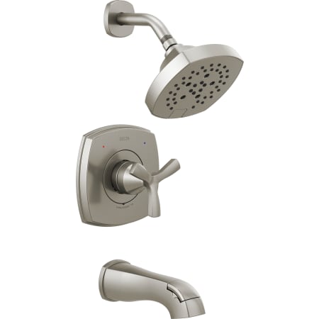 Delta Stryke Monitor 14 Series Single Function Pressure Balanced Tub and Shower with Cross Handle - Less Rough-In Valve Brilliance Stainless
