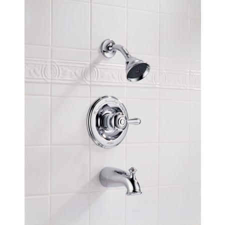 Delta-T14478-LHP-Installed Tub and Shower Trim in Chrome