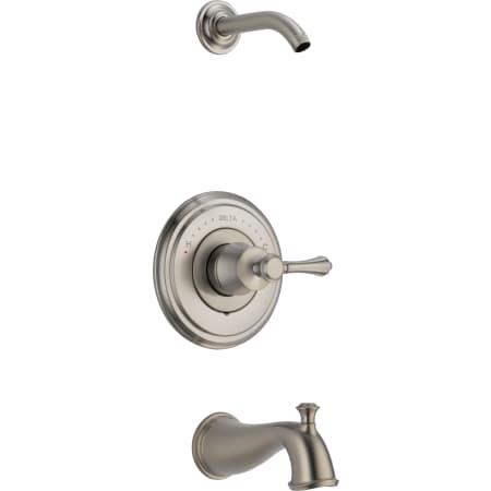 Delta-T14497-LHP-LHD-Valve Trim and Shower Arm with Tub Faucet in Brilliance Stainless