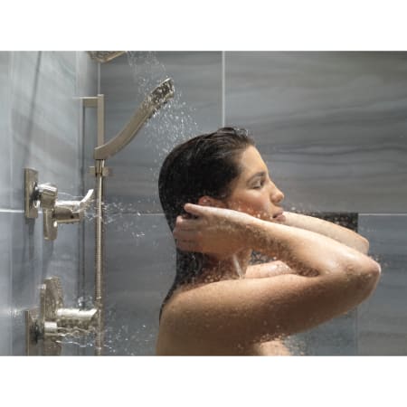 Installed Shower in Use in Brilliance Stainless