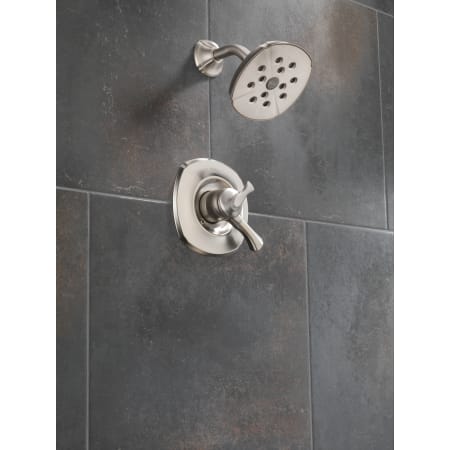 Delta-T17292-Installed Shower Trim in Brilliance Stainless