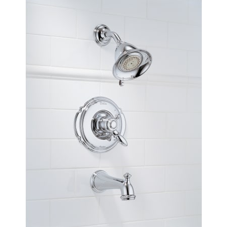 Delta-T17455-Installed Tub and Shower Trim in Chrome