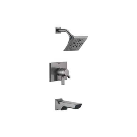 Delta Pivotal Monitor 17 Series Tub and Shower Trim Package with 1.75 GPM Multi Function Shower Head Black Stainless