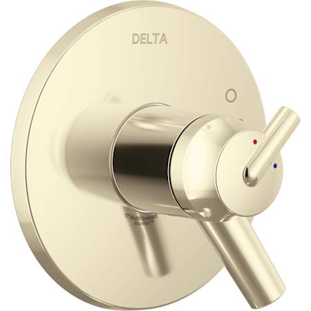 Delta Trinsic TempAssure 17T Series Dual Function Thermostatic Mixing Valve Trim Only with Integrated Volume Control - Less Rough-In Valve Brilliance Polished Nickel