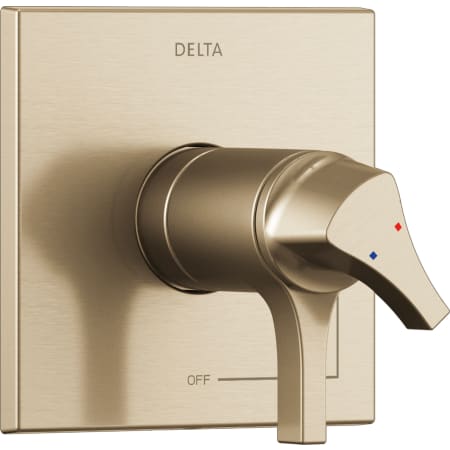 Delta Zura TempAssure 17T Series Dual Function Thermostatic Mixing Valve Trim Only with Integrated Volume Control - Less Rough-In Valve Champagne Bronze