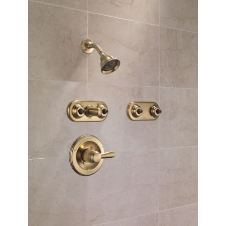 Delta-T1817-Installed Shower System in Champagne Bronze