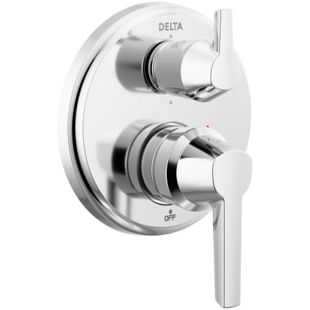 Delta Galeon 14 Series Pressure Balanced Valve Trim with Integrated 6 Function Diverter for Three Shower Applications - Less Rough-Inve Lumicoat Chrome