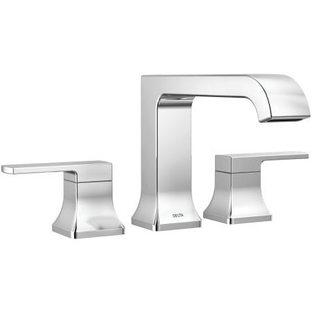 Delta Velum Deck Mounted Roman Tub Filler with Curved Spout - Less Rough In Chrome