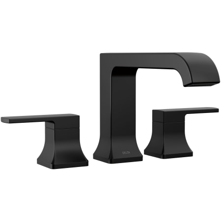 Delta Velum Deck Mounted Roman Tub Filler with Curved Spout - Less Rough In Matte Black