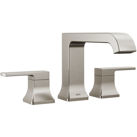 Delta Velum Deck Mounted Roman Tub Filler with Curved Spout - Less Rough In Brilliance Stainless