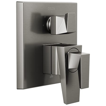 Delta Trillian 17 Series Pressure Balanced Valve Trim with Integrated Volume Control and 3 Function Diverter for Two Shower Applications - Less Rough-In Black Stainless