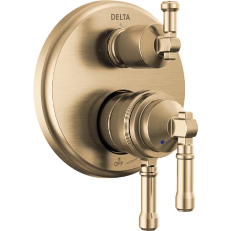 Delta Broderick 17 Series Pressure Balanced Valve Trim with Integrated Volume Control and 3 Function Diverter for Two Shower Applications - Less Rough-In Lumicoat Champagne Bronze