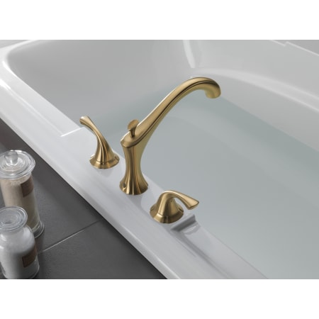 Delta-T2792-Installed Tub Filler in Champagne Bronze