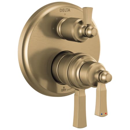 Delta Dorval 17T Series Thermostatic Valve Trim with Integrated Volume Control and 3 Function Diverter for Two Shower Applications - Less Rough-In Champagne Bronze