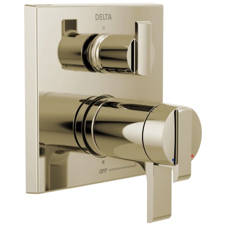 Delta Ara 17T Series Thermostatic Valve Trim with Integrated Volume Control and 3 Function Diverter for Two Shower Applications - Less Rough-In Brilliance Polished Nickel