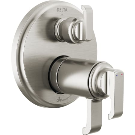 Delta Tetra 17T Series Thermostatic Valve Trim with Integrated Volume Control and 3 Function Diverter for Two Shower Applications - Less Rough-In Lumicoat Stainless