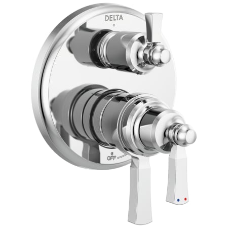 Delta Dorval 17T Series Thermostatic Valve Trim with Integrated Volume Control and 6 Function Diverter for Three Shower Applications - Less Rough-In Chrome